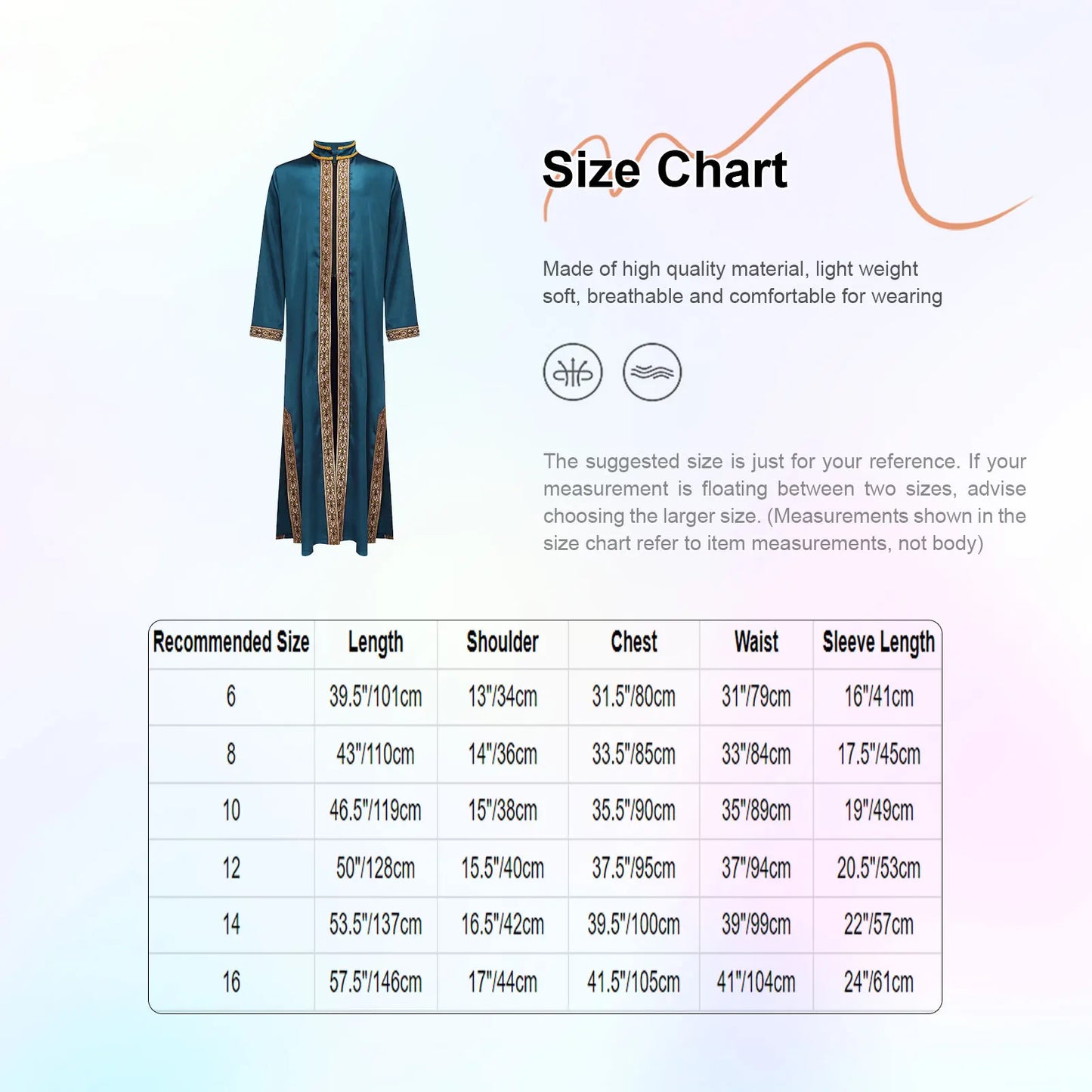 Boys Gold Embroidery Maxi Muslim Thobe Kaftans Arab Gown Islamic Robe Cosplay Long Sleeves Coats Festival Holiday Costume