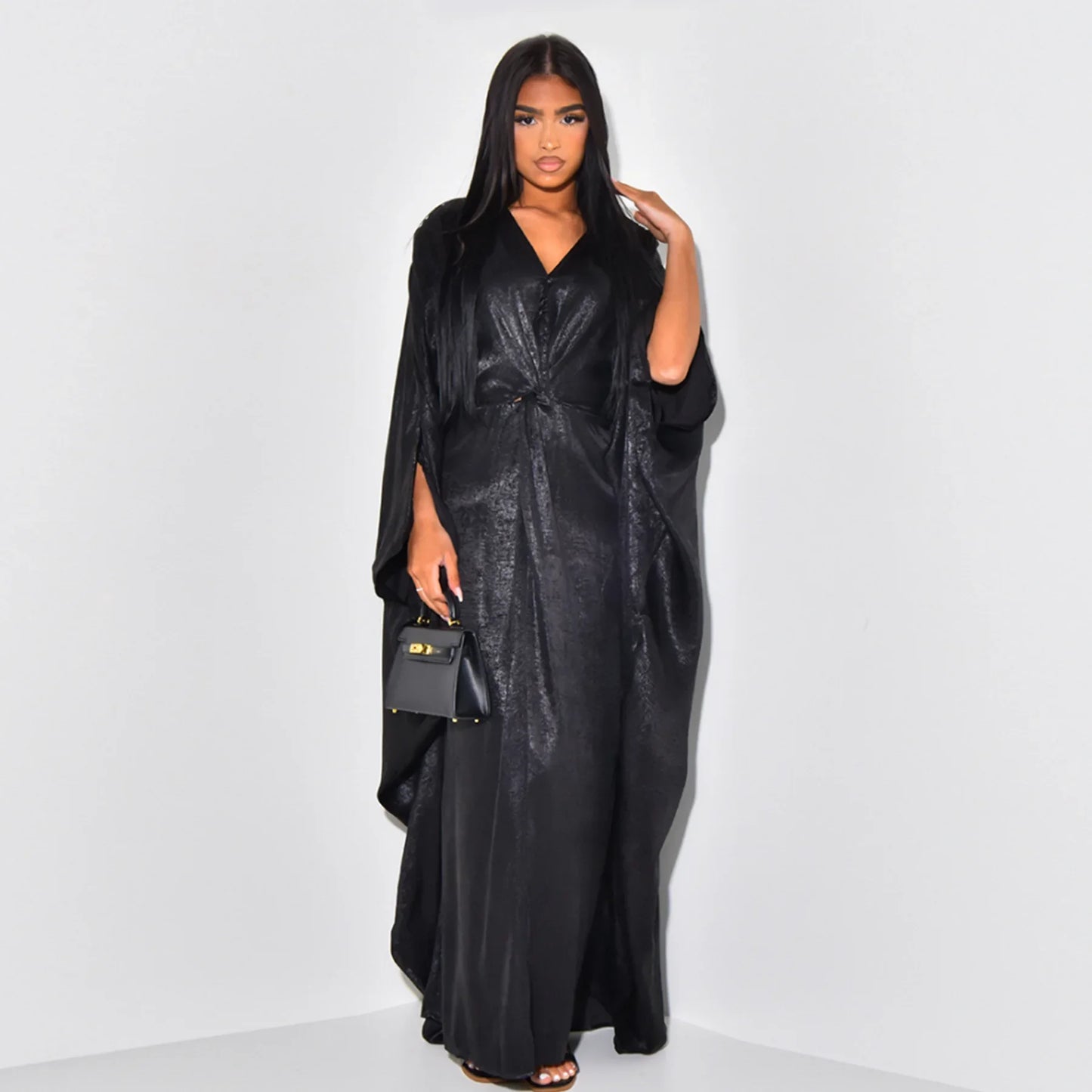 Modest Muslim Batwing Sleeve Gradient Color Tassel Kaftan Eid Al Adha Party Evening Dresses Moroccan Turkey Dubai Abaya Islam