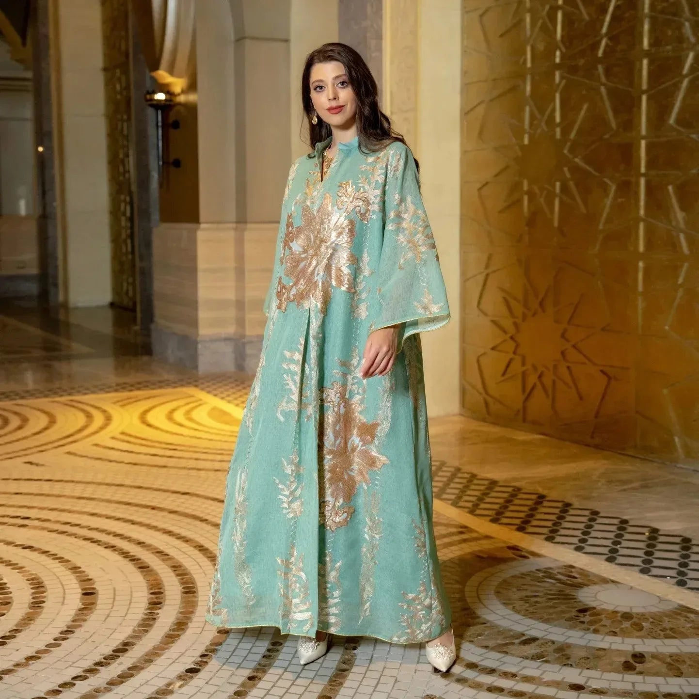 Elegant Muslim Dress Dubai Turkey Robes Islam Saudi Arabia Long Evening Dress Abaya for Women Light Luxury Party Dress Vestidos