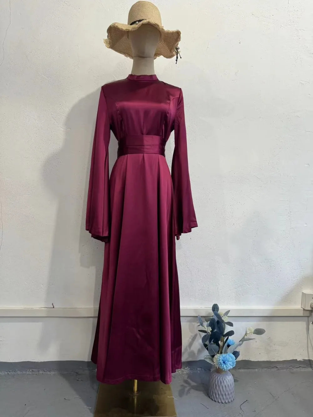 Eid Flare Sleeve Muslim Abaya Women Dresses Sashes Jalabiya Kaftan Solid Vestidos Arab Long Robe Ramadan Morocco Dubai Abayas