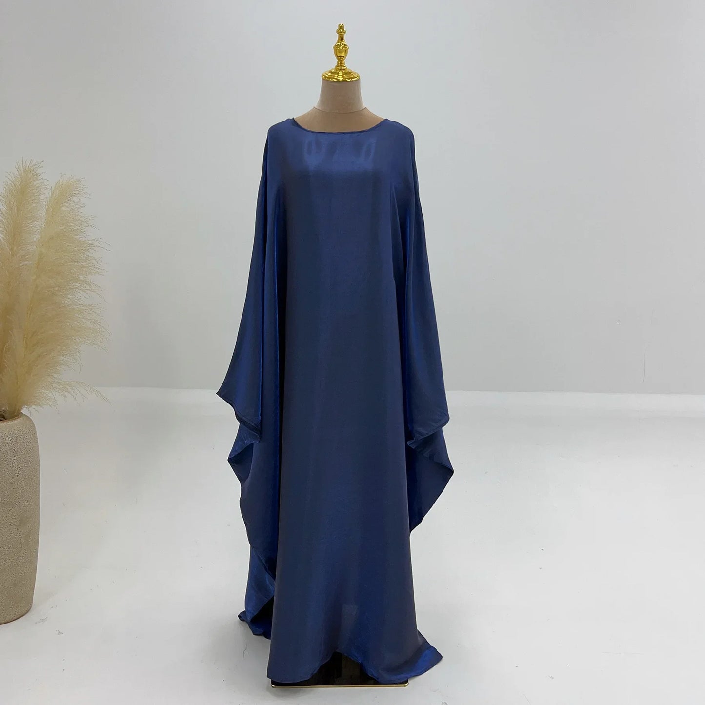 Ramadan Summer Batwing Sleeve Satin Butterfly Abaya Islam Muslim Maxi Dress Kebaya Women Kaftan Robe Musulmane Femme Vestidos