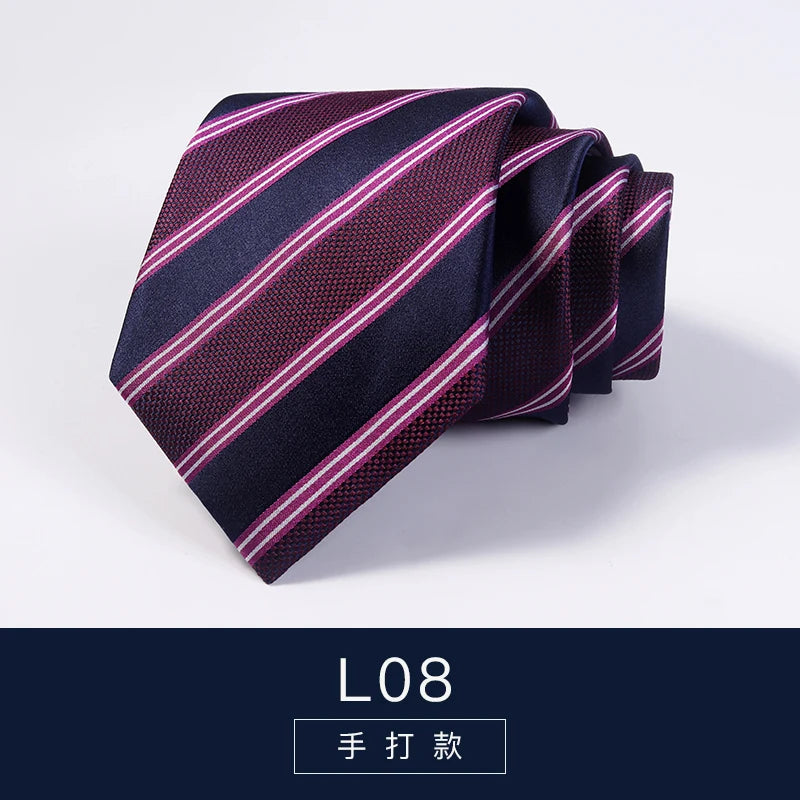 High Quality 100% Real Silk Tie For Men's Business Banquet Formal Shirt Accessories With Fashionable Striped Pattern 8CM Necktie