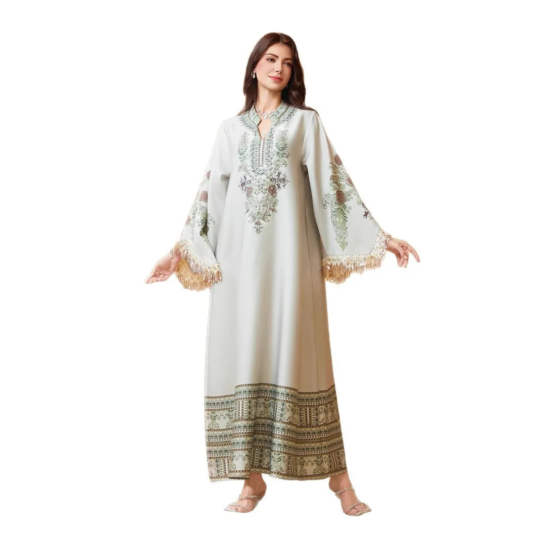 Eid Dress Abaya Women Muslim Kaftan Party Dresses Jalabiya Tassel Vestidos Ramadan Morocco Dubai Abayas Islam Arab Long Robe
