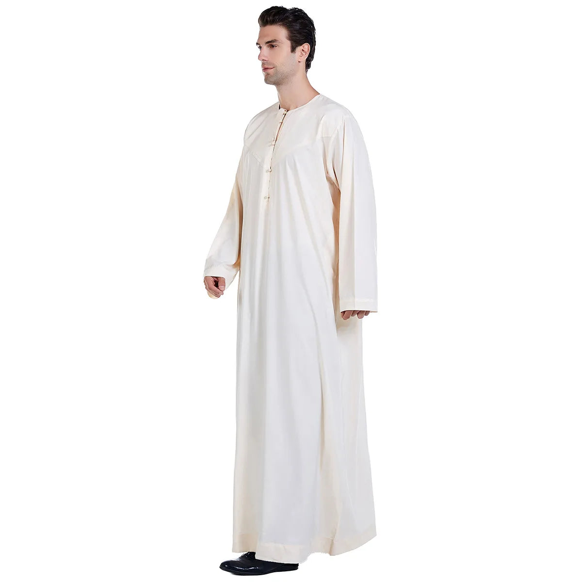 Men Abaya Solid Muslim Long Sleeve Button Dress Pakistan Islam Clothing Jubba Thobe Saudi Arabia Kleding Kaftan Oman Qamis Homme