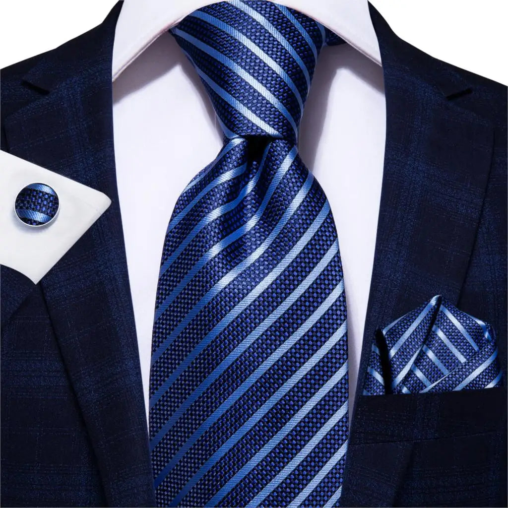 Hi-Tie Blue New Fashion Business Paisley Silk Men's Tie NeckTie 8.5cm Ties for Men Formal Luxury Wedding Quality Gravata