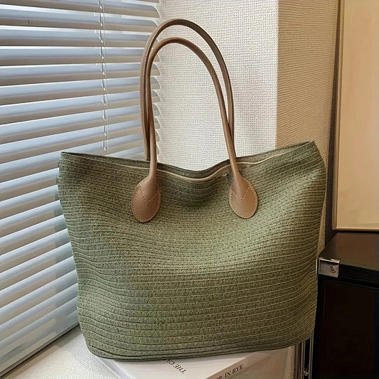 Handmade Straw Bag Summer Beach Travel For Women Ladies Wrapped Shoulder Top Handle Fashion Weaving Totes