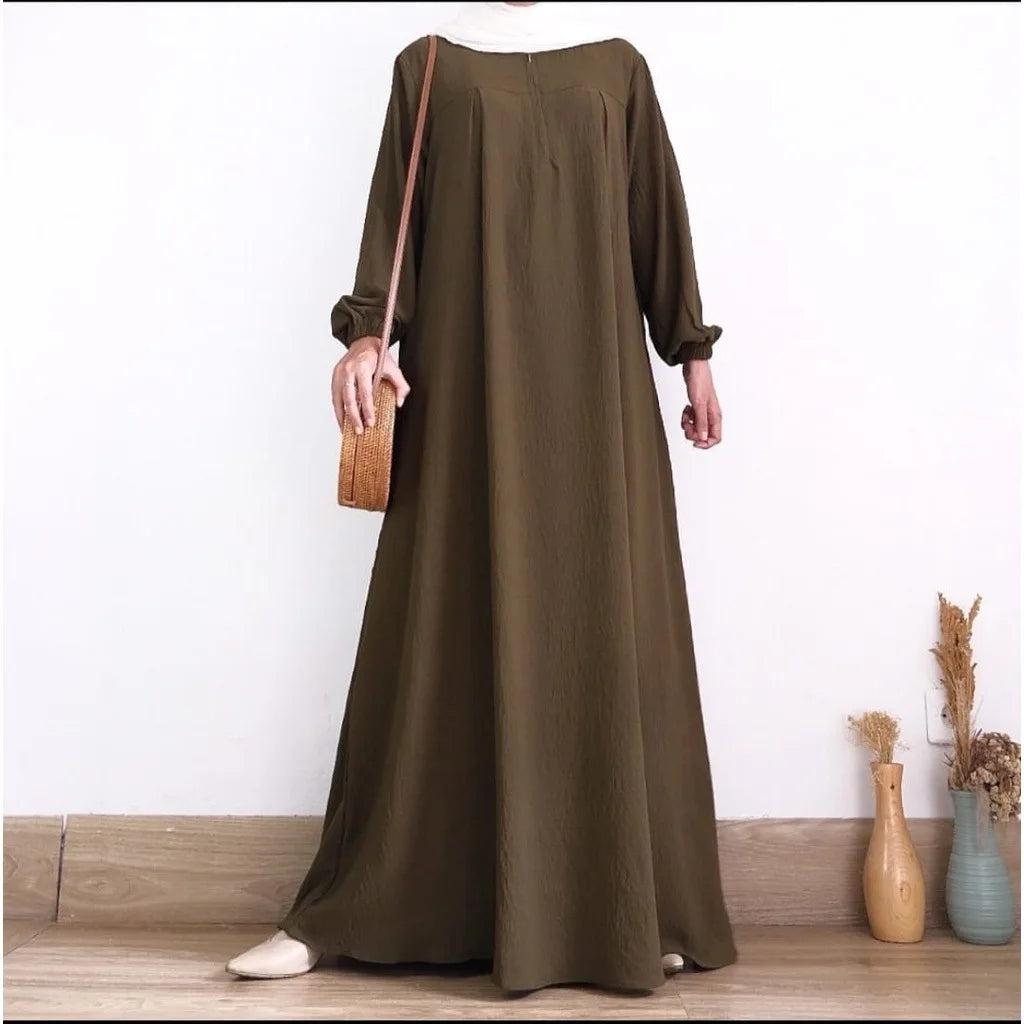 2026 Eid Muslim Dress Solid Color Abaya For Women Long Sleeve Zipper Islam Party Abayas Woman Dubai Kaftan Robe Elegant Vestidos