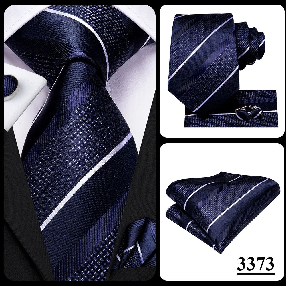 Hi-Tie Blue Business Solid Silk Men's Tie NeckTie 8.5cm Ties for Men Formal Luxury Wedding High Quality Gravata