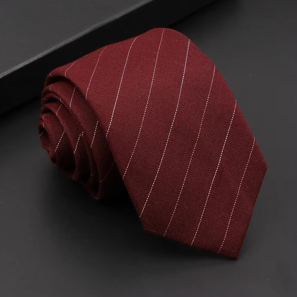 Classic Mens Solid Cotton Handmade 6cm Ties Striped Narrow Collar Slim Necktie Black Red Blue Formal Business Wedding Tie Gift