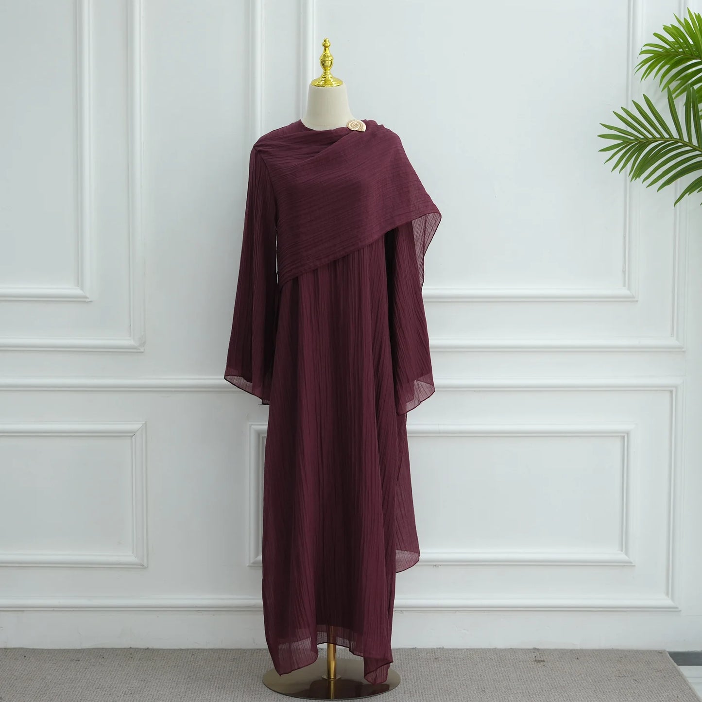 Two Piece Middle East Muslim Cardigan Set for Women Ramadan Eid Dubai Modest Abaya Dress Elegant Islam Solid Turkey Robe Outfit