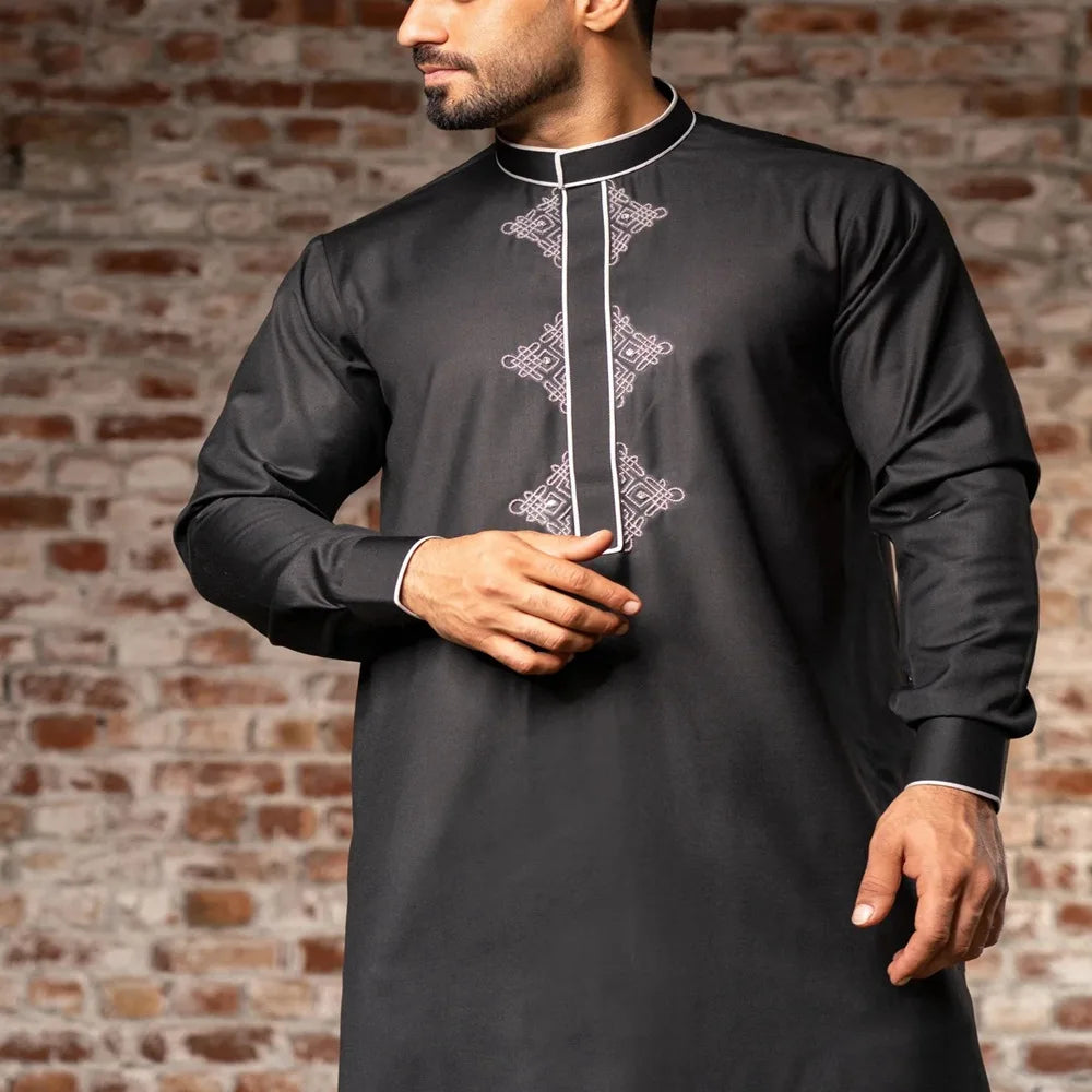 Mid East Islamic Men Clothes Muslim Fashion Abaya Men Embroidered Loose Stand Collar Long Robe Ethnic Style 2026 Man Jubba Thobe