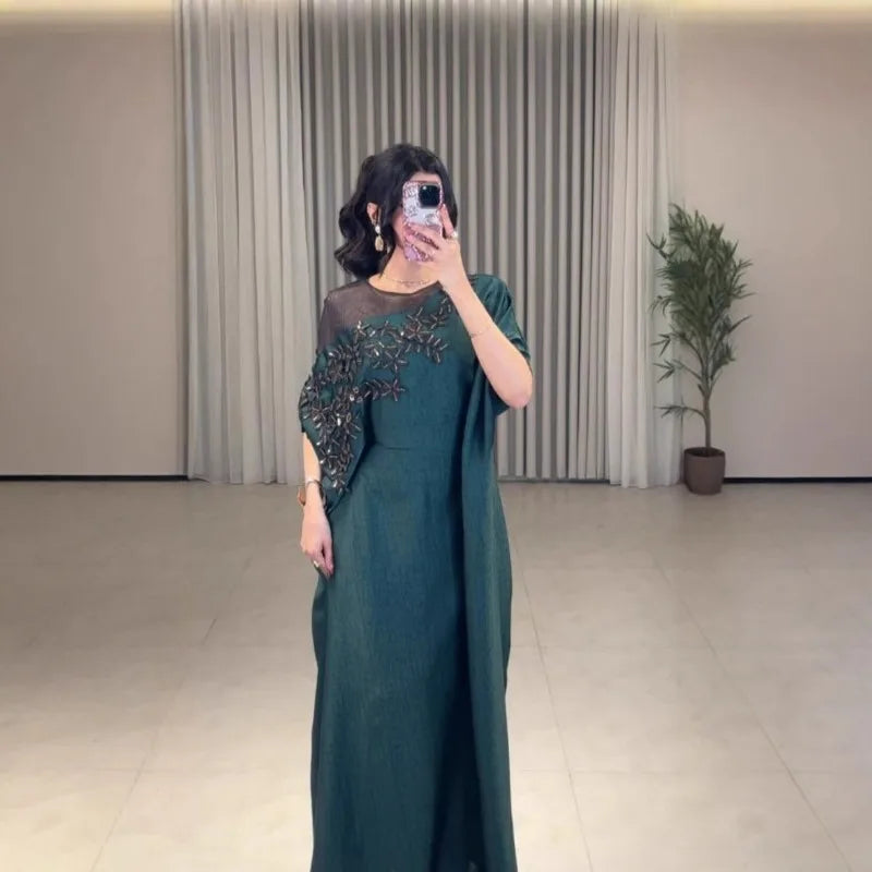 Abaya for Women Floral Lace Ethnic Moroccan Dress Muslim Dubai Attire Islamic Clothes Wedding Eid Ramadan Jalabiya