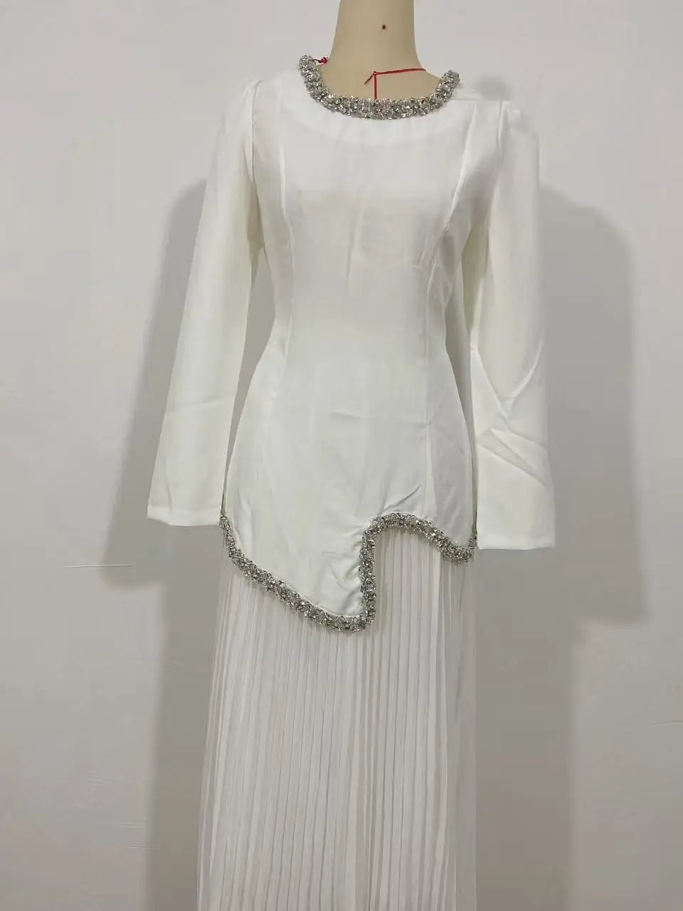 Abaya Pleated Dress Women Dubai Dresses Sequins Lace Up Islam Vestidos Long Robe Jalabiya Morocco Kaftan Eid Muslim Ramadan