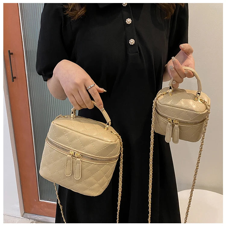 Trendy  Buet Handbag Women's Crossbody Bag Luxury Feel Small  Design Handbag Soft PU Leather Zipper Closure Casual
