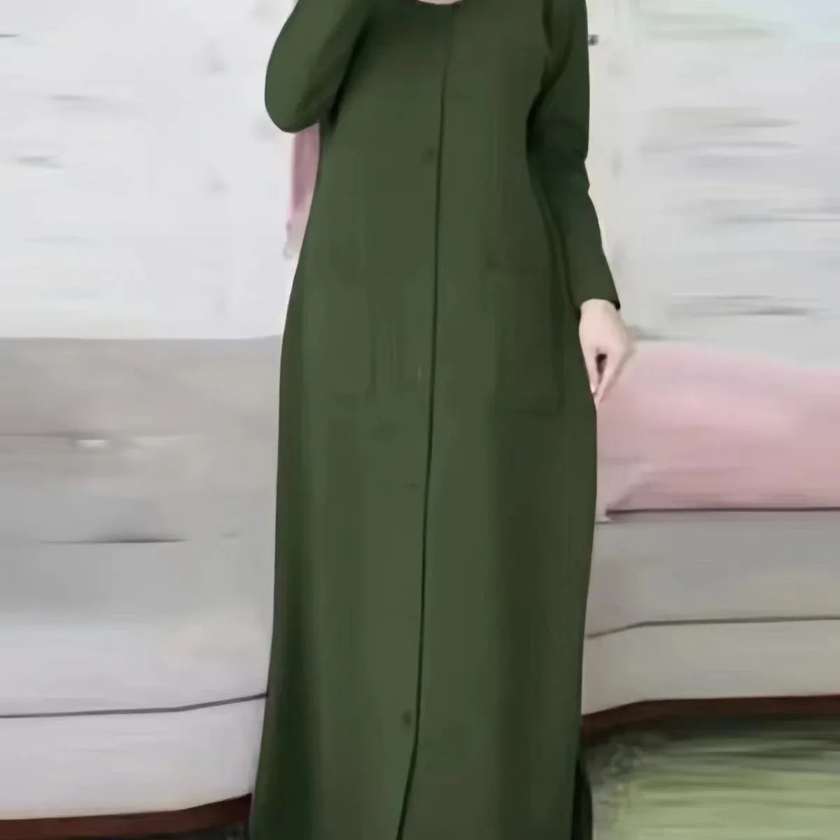 Fashion Women Muslim Solid Abaya Ramadan Turkey Dress Spring Long Sleeve Casual Shirt Dress Hijab Arab Robe Islam Clothing Femme