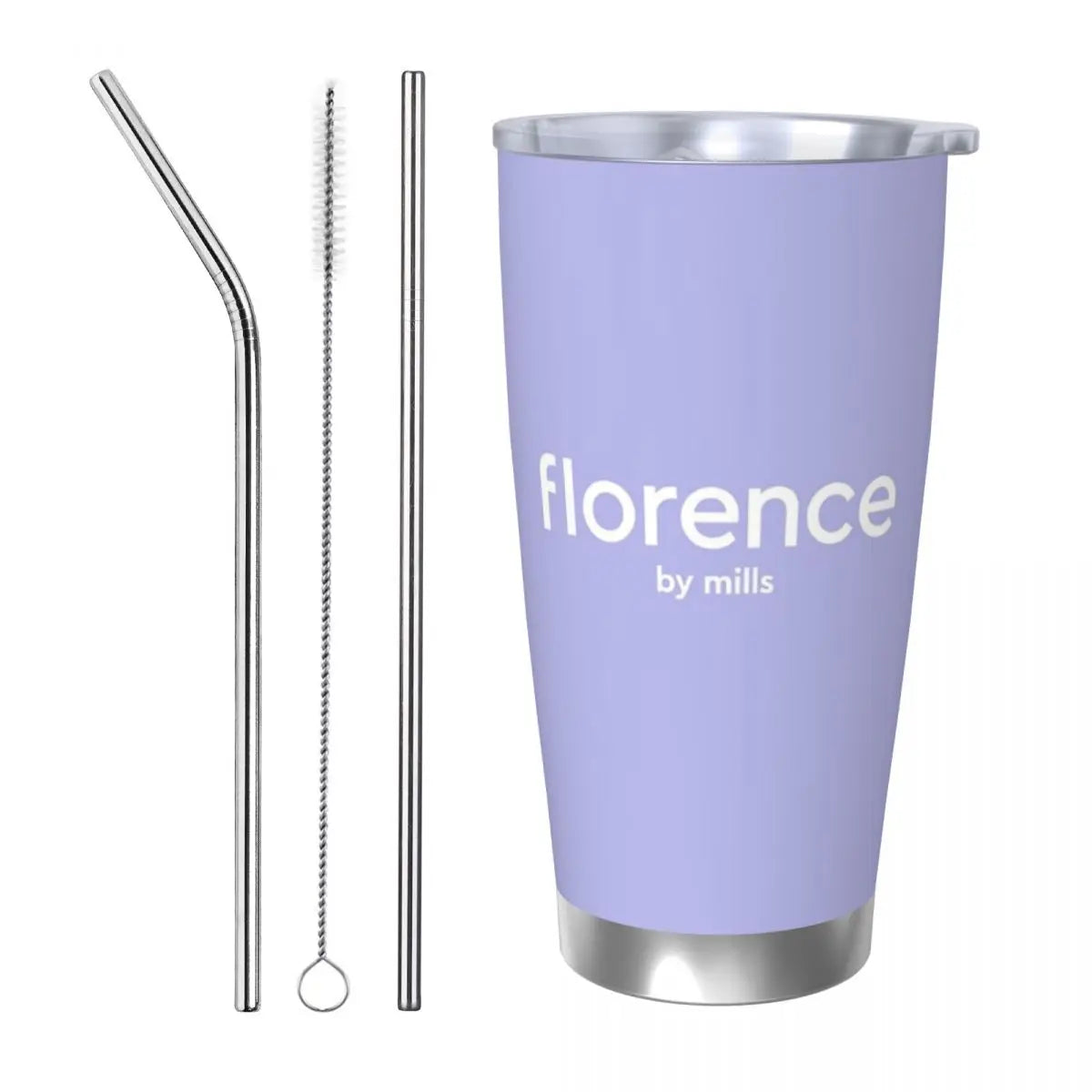 Florence By Mills Stainless Steel Tumbler Vacuum Insulated Mug Thermal Cold Cup Straw With Lid 20oz