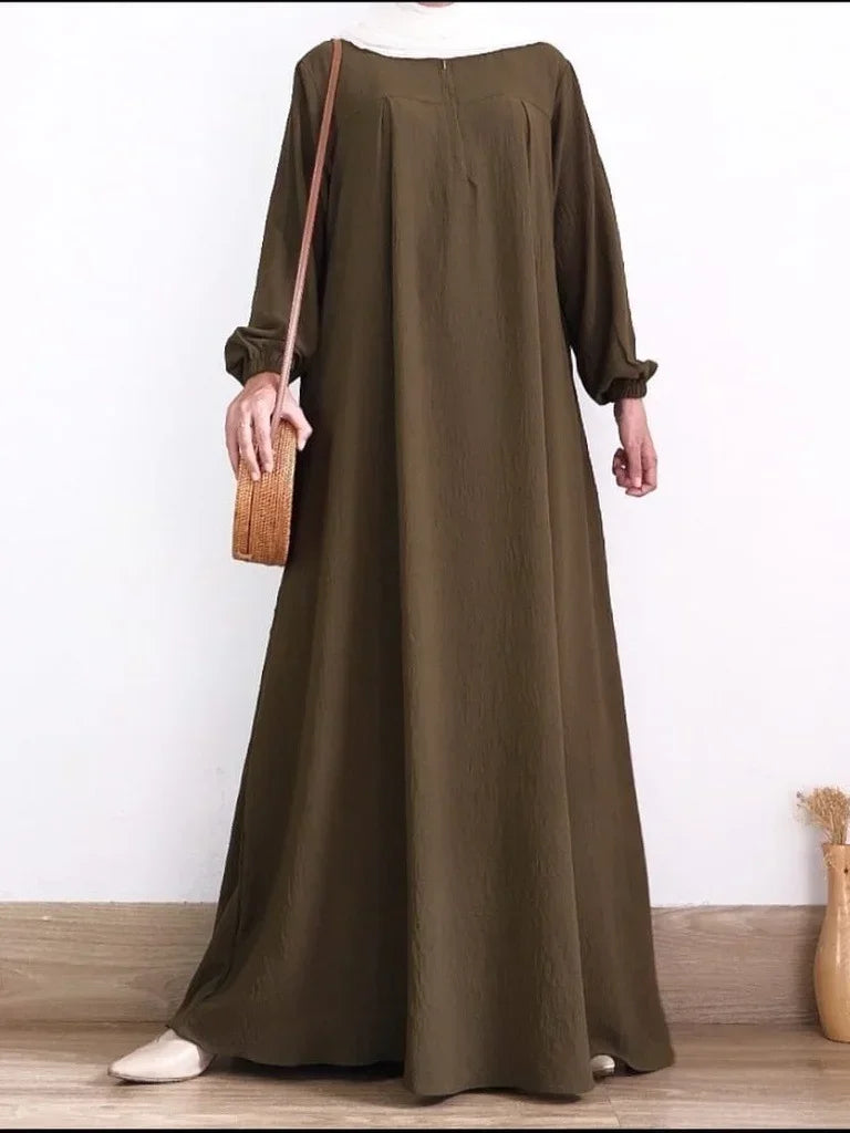2026 Eid Muslim Dress Solid Color Abaya For Women Long Sleeve Zipper Islam Party Abayas Woman Dubai Kaftan Robe Elegant Vestidos