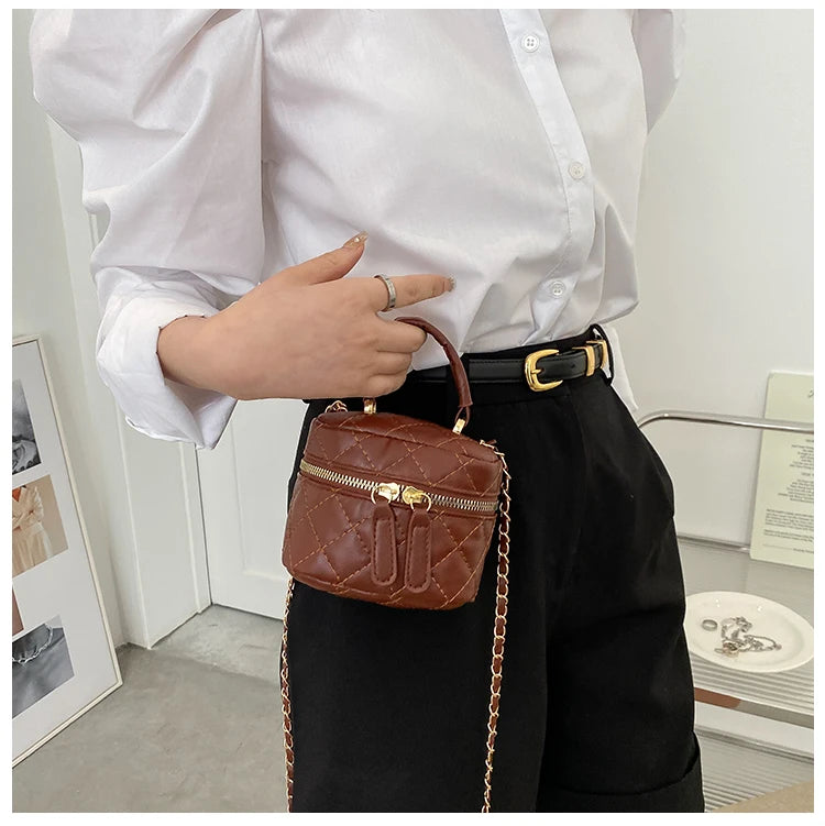 Trendy  Buet Handbag Women's Crossbody Bag Luxury Feel Small  Design Handbag Soft PU Leather Zipper Closure Casual