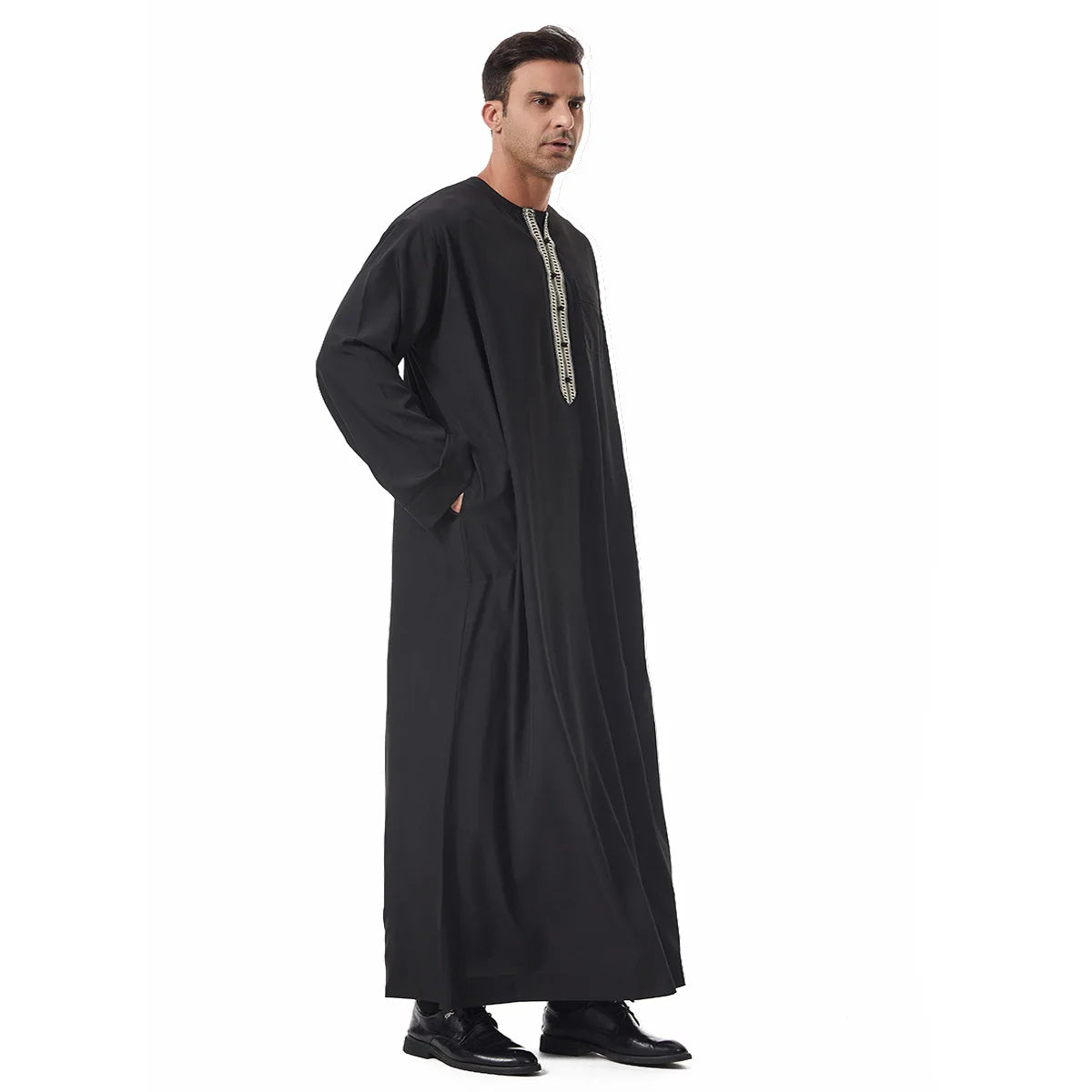 Thobes for Man Muslim Dress Islam Clothing Saudi Arabic Robe Jubba Thobe Eid Djellaba Long Sleeve Embroidery Daffah Dishdasha