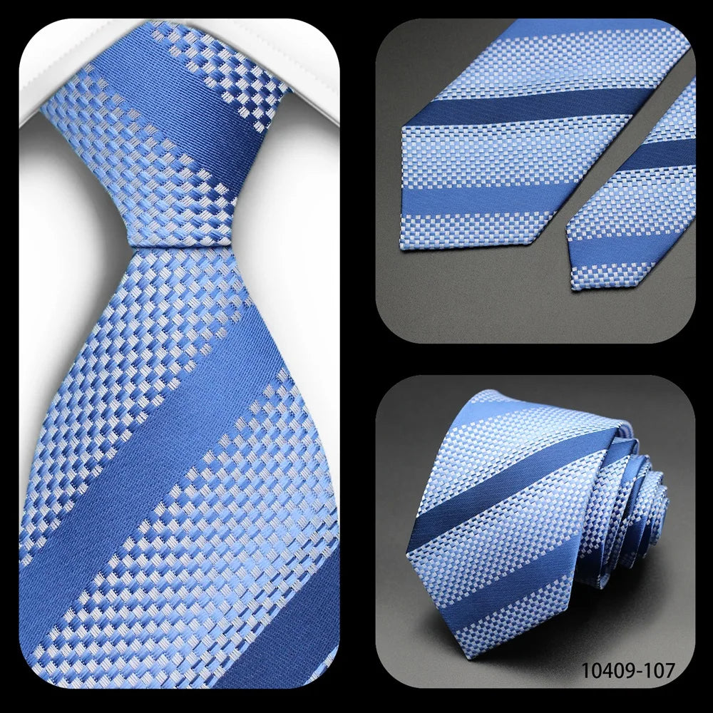 Tie Gravatas Fashion Wholesale Woven Striped Necktie Wedding Accessories Blue Man Fit Group Party Office Neck Ties