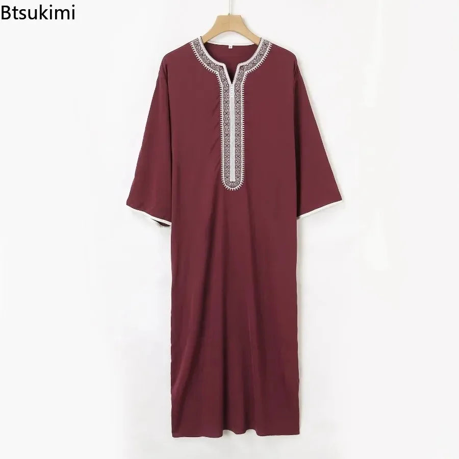 2026 Men's Traditional Muslim Clothing Eid Middle East Jubba Thobe Men Thobe Arab Muslim Robes with Short Sleeves Husband Gift