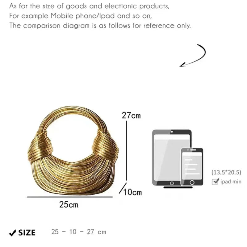 Handbags for Women 2026 New Gold Luxury Designer Brand Handwoven Noodle Bags Rope Knotted Pulled Hobo Silver Evening Clutch Chic