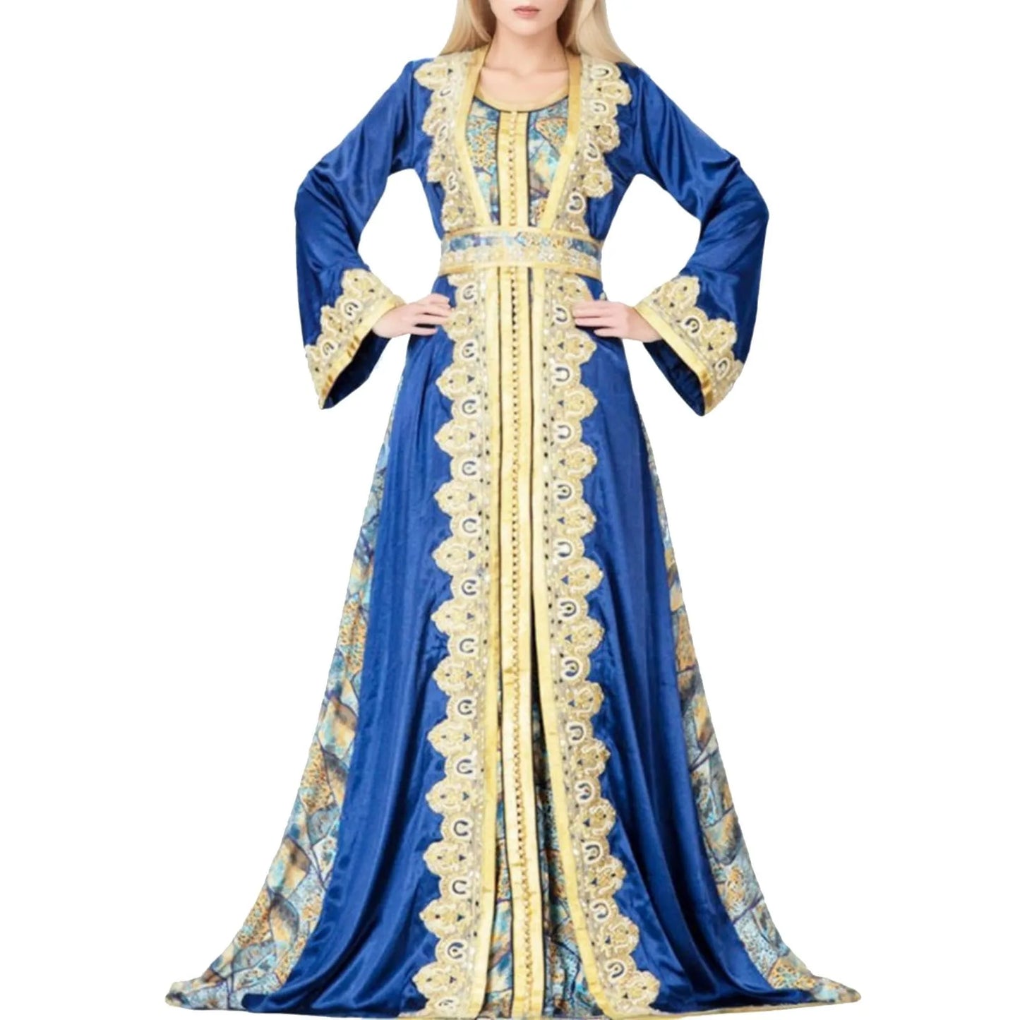 Moroccan Party Kaftan Women's Muslim Dress With Belt Luxury Abaya Ramadan Arabic Wedding Evening Dresses Abaya Islamic Clothing
