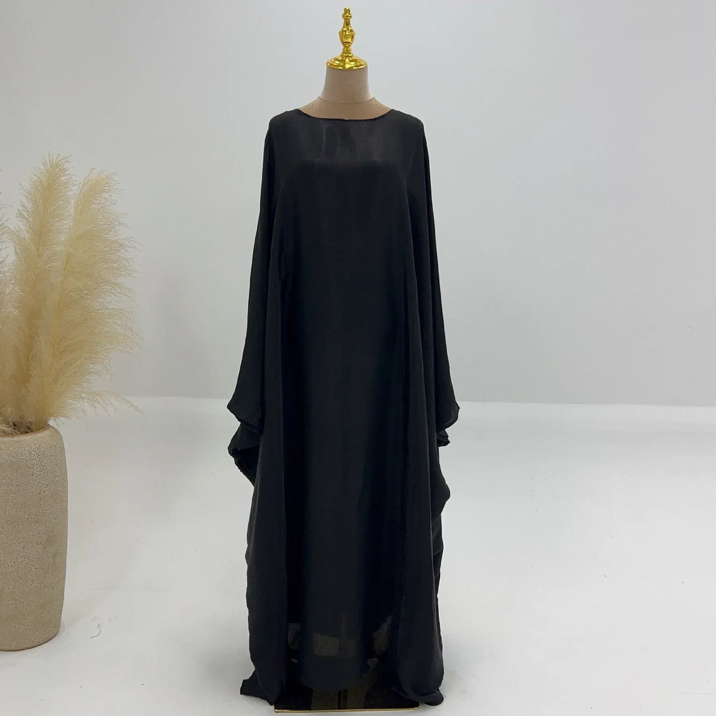 Ramadan Summer Batwing Sleeve Satin Butterfly Abaya Islam Muslim Maxi Dress Kebaya Women Kaftan Robe Musulmane Femme Vestidos