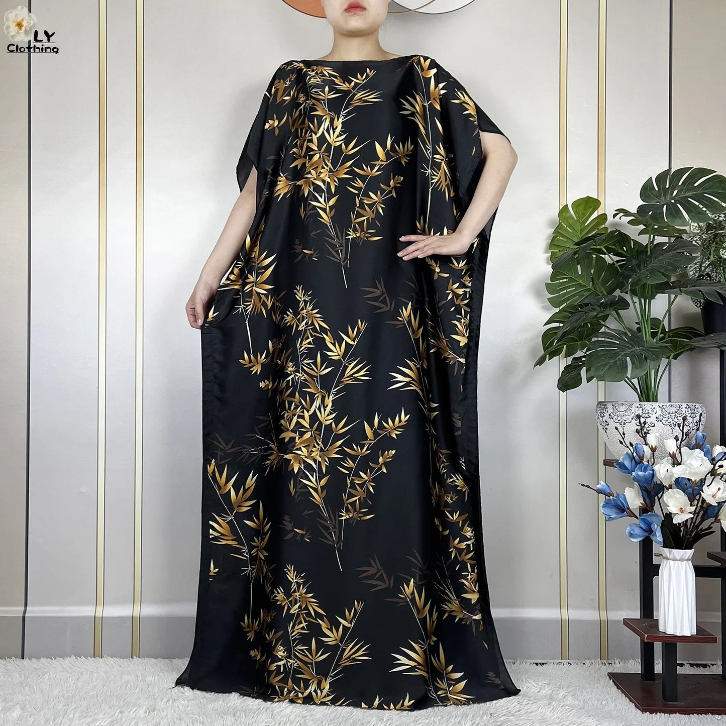 Muslim Abayas For Women 2023 New Fashion Printed Silk Soft Loose Femme Elegant Robe African Maxi Party Dresses With Belt Turban