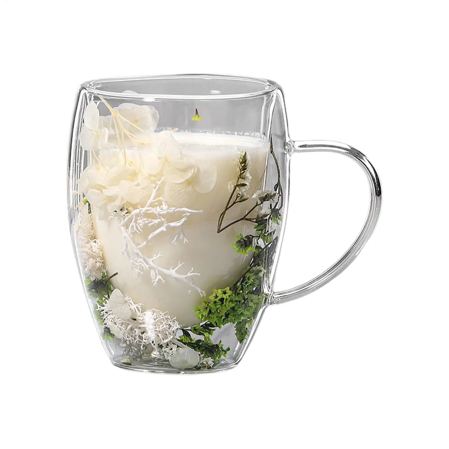 350ml Creative Double Wall Coffee Mug Dried Flower Filler Glass Cup  High Borosilicate Glass Cup Heat Resistant Tea Coffee Mug