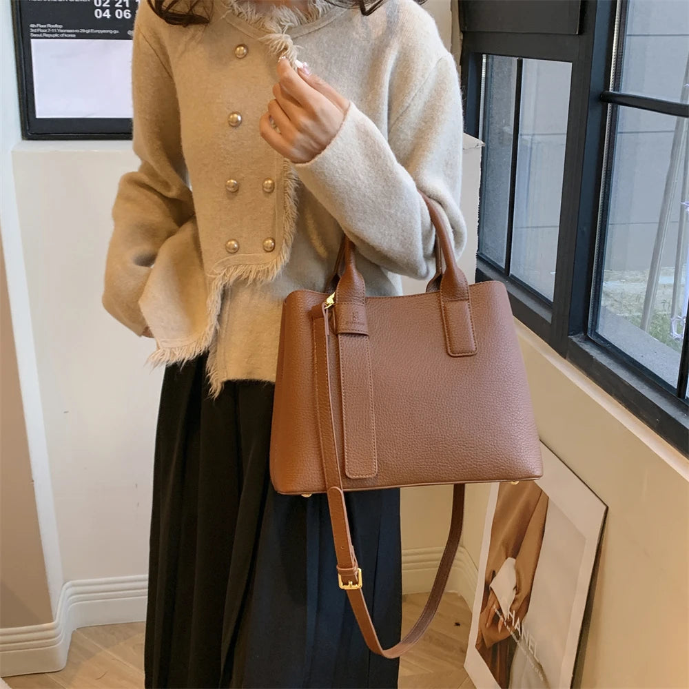 Business Handbags For Women 2022 Luxury Designer Handbag Pure Color Big Capacity Shoulder Crossbody Bags Branded Top-handle Tote