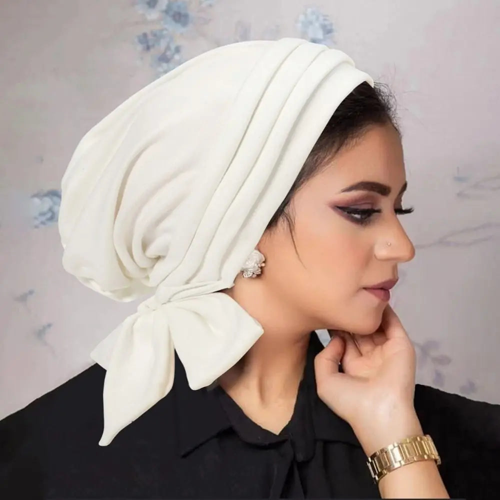 Pre-Tied Muslim Women Hijab Bonnet Pleated Ruffle Turban Chemo Cap Underscarf Hair Loss Hat Islamic Cancer Headwear Scarf Mujer