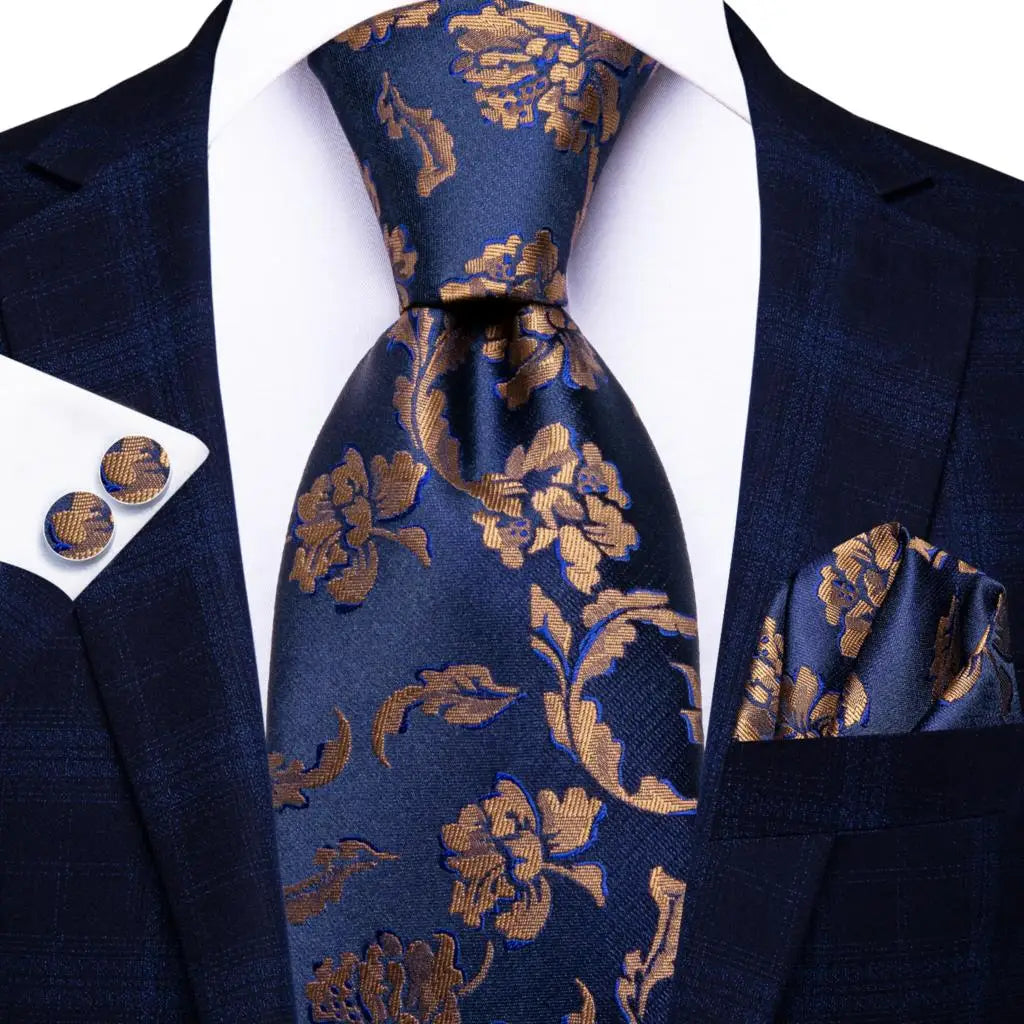Hi-Tie Blue Business Solid Silk Men's Tie NeckTie 8.5cm Ties for Men Formal Luxury Wedding High Quality Gravata