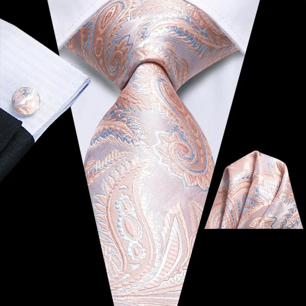 Hi-Tie Teal Green Floral Mens Fashion Necktie Handkerchief Cufflinks for Tuxedo Accessory Classic Silk Luxury Tie for Man Gift
