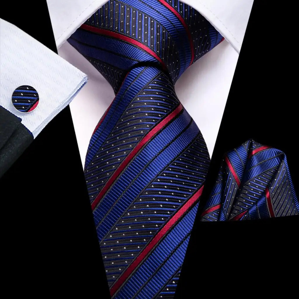 Hi-Tie Blue Business Solid Silk Men's Tie NeckTie 8.5cm Ties for Men Formal Luxury Wedding High Quality Gravata