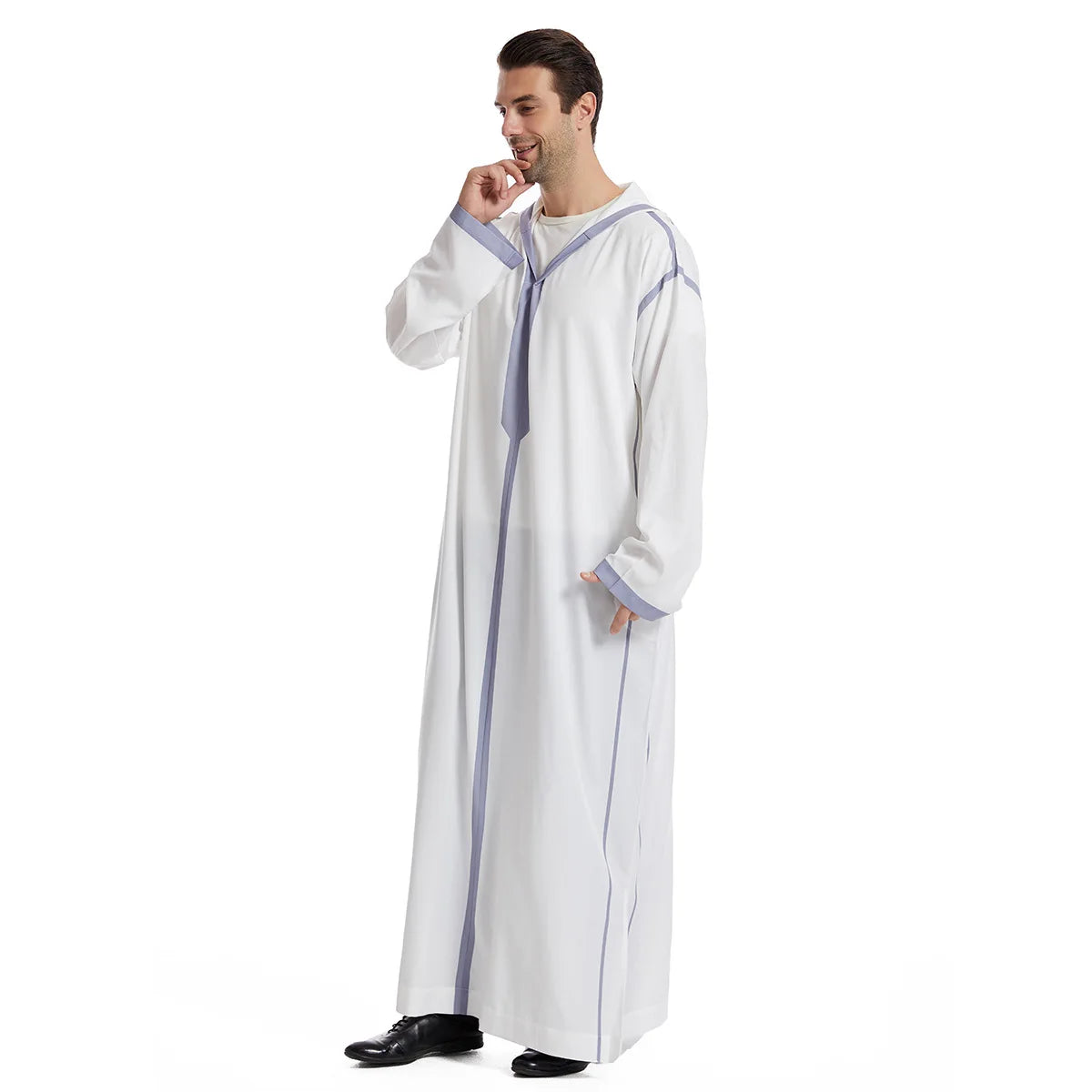 Muslim Men Hooded Robe Dishdasha Modest Islamic Dubai Saudi Prayer Abaya Kaftan Eid Ramadan Morocco Jubba Arab Thobe Abayas