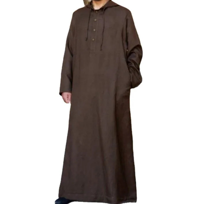 Islamic Clothing Men's Long Sleeve Loose Muslim Men Saudi Arabia Pakistan Kurta Muslim Costumes Muslim Dress Kaftan Thobe Hooded