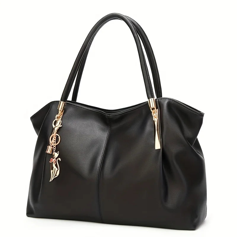 Elegant Women's Large Capacity Handbag，Shoulder Bag - With detachable shoulder straps，Chic champagne color handbag，Work Bag