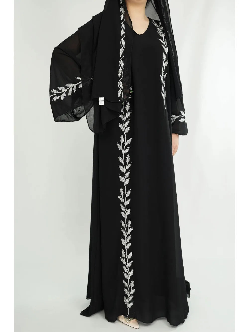 Eid Muslim Abaya for Women Embroidery Dress with Scarf 2 Piece Set Dubai Arab Long Robe Morocco Abayas Kaftan Headscarf Gorgeous