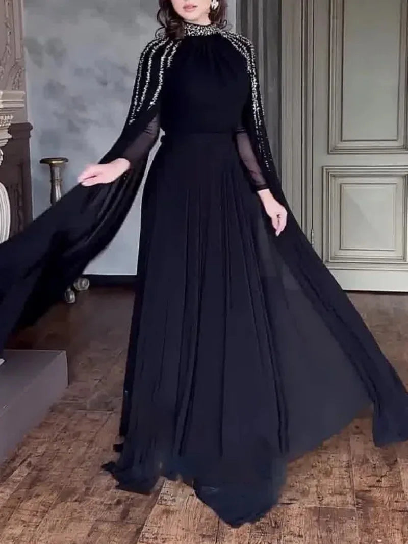 Abaya, Middle Eastern Hot Drilling Robe Evening Gown, Muslim Women's Long Robes,  Saudi Arabia Caftan Islam Clothes for Muslim