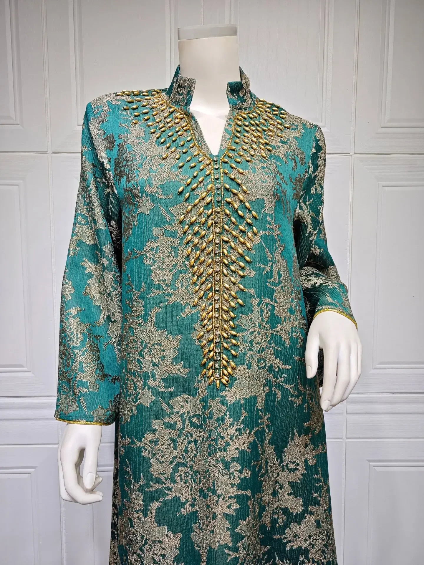 Eid Muslim Dress for Women Abaya Beading Stand Collar Jalabiya Morocco Party Dresses Abayas Kaftan Abaya Vestidos Arab Long Robe