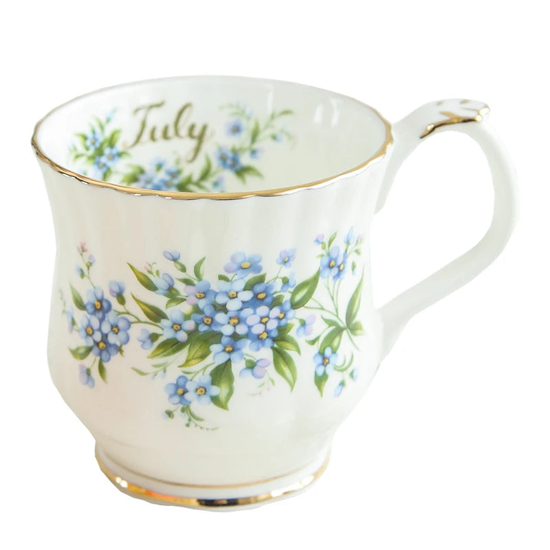 Retro Coffee Mug Ceramic Exquisite Seasonal Flower Printed Couple Cup Bone China Creative Gift Home Drinkware Breakfast Milk Mug