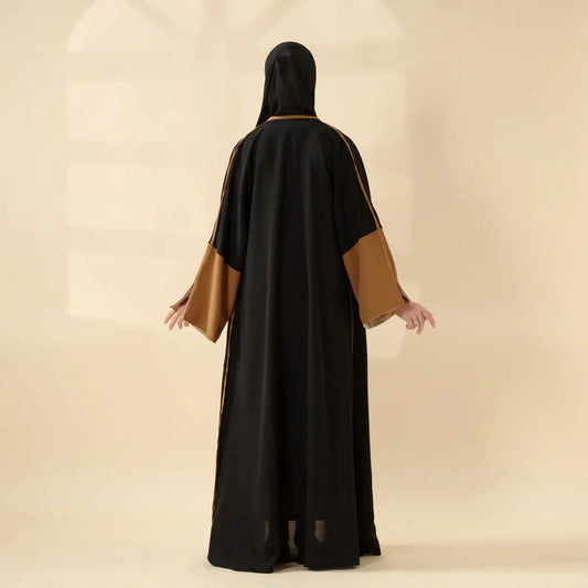 Muslim Women 2025 Elegant Black and Brown Abaya for Islamic Ladies for Daily and Festive Wear in Middle East Islamic Communities