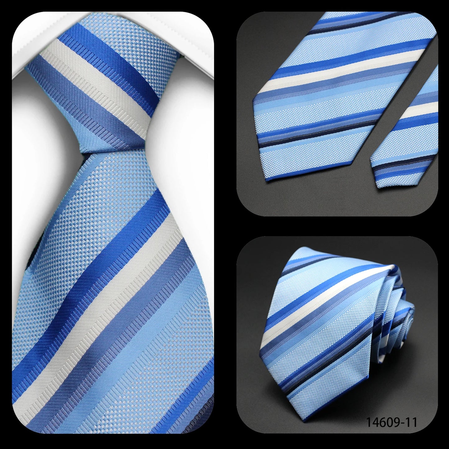 Tie Gravatas Fashion Wholesale Woven Striped Necktie Wedding Accessories Blue Man Fit Group Party Office Neck Ties