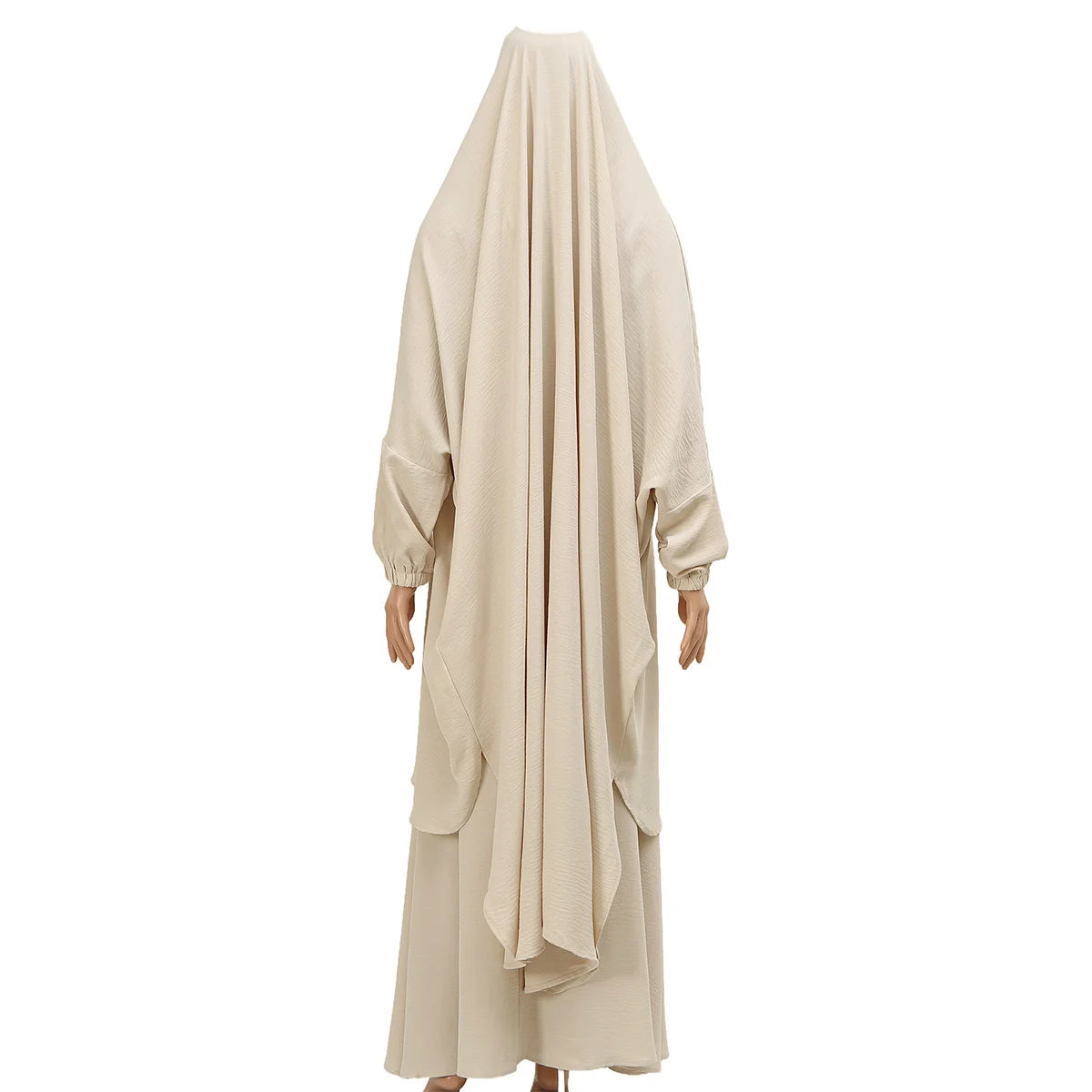 Two Piece Abaya for Woman Jilbab Prayer Set Batwing Hijab Dress Muslim Kimono Kaftan Robe Long Khimar Islam Cloth Jilbab Ramadan