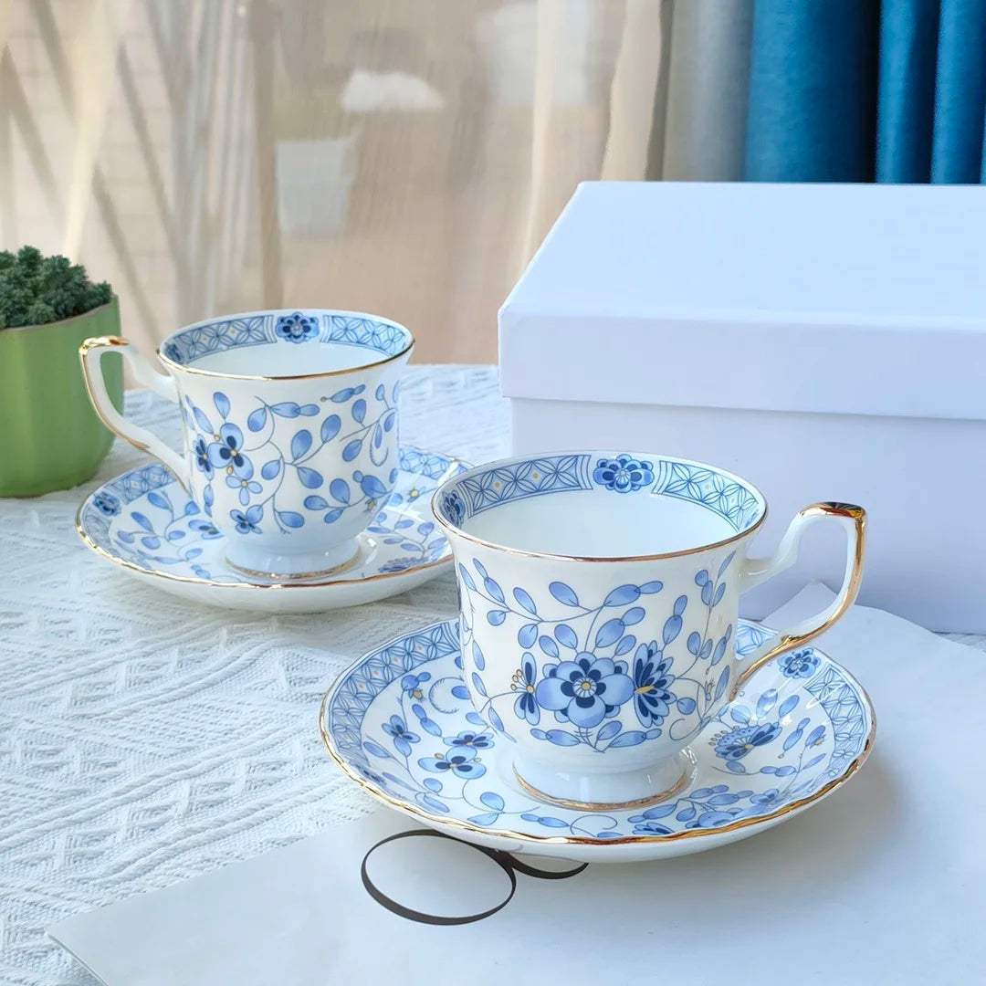 Milan Flower Ceramics Tableware Coffee Cup Plate Mug European Afternoon Tea Cup and Saucer Set Gift Box Customized Style