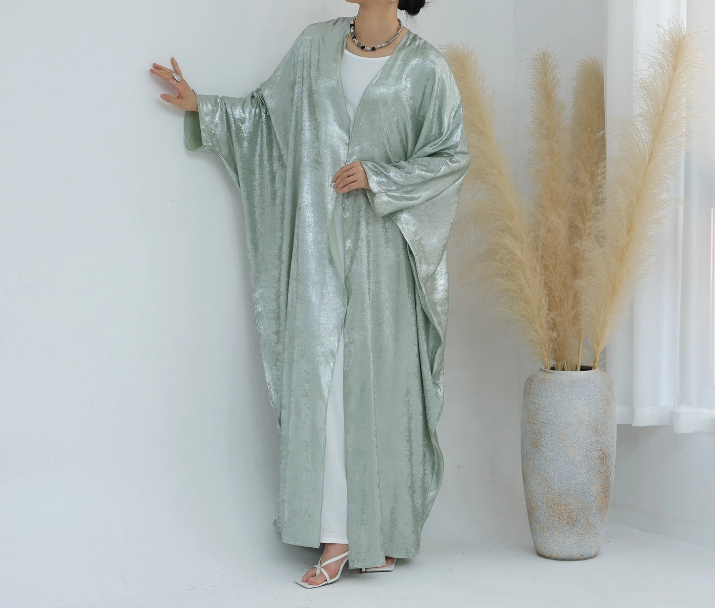 2025 Fashion Elegant Dubai Turkish Abaya Muslim's Women Inner Under Dress Abayas Open Front Cardigan