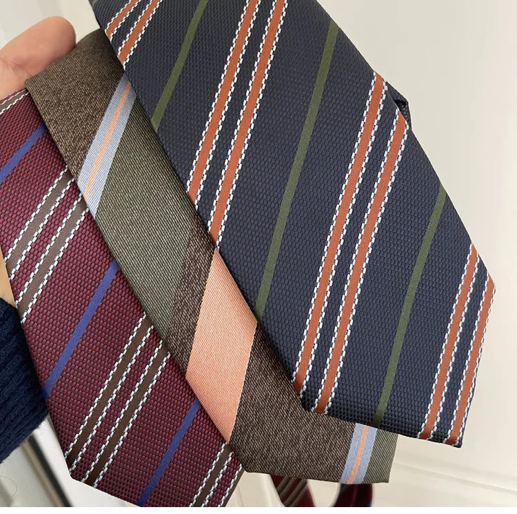 British Italian Style 8CM Formal Ties For Men Business Striped Floral White Brown Neckties Luxury Silk Neck Ties Wedding Cravat