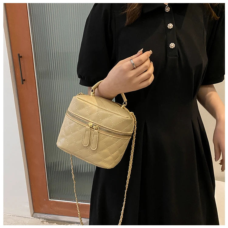 Trendy  Buet Handbag Women's Crossbody Bag Luxury Feel Small  Design Handbag Soft PU Leather Zipper Closure Casual