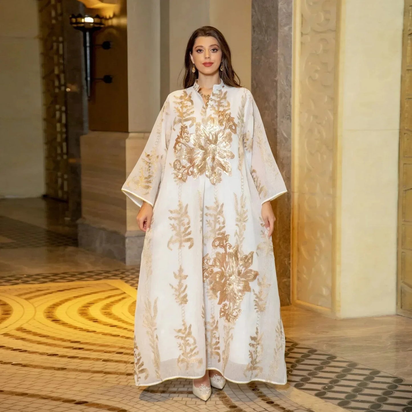 Elegant Muslim Dress Dubai Turkey Robes Islam Saudi Arabia Long Evening Dress Abaya for Women Light Luxury Party Dress Vestidos